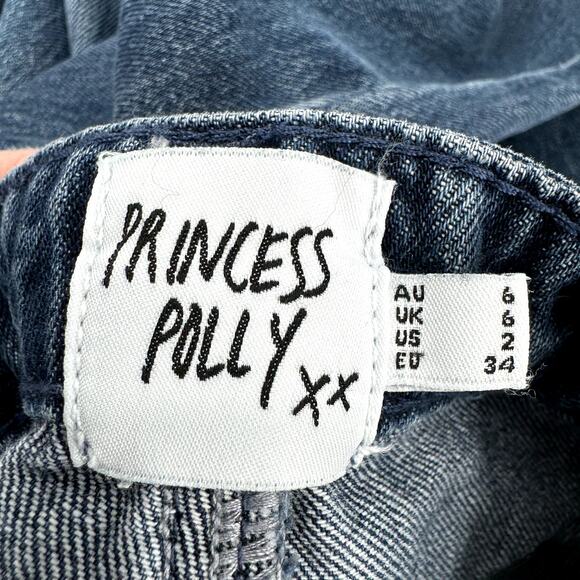 Princess Polly Jeans Womens 2 (25x31 ACTUAL) Wide Leg V-Waist Karol Dark NEW - Picture 3 of 8